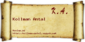 Kollman Antal névjegykártya